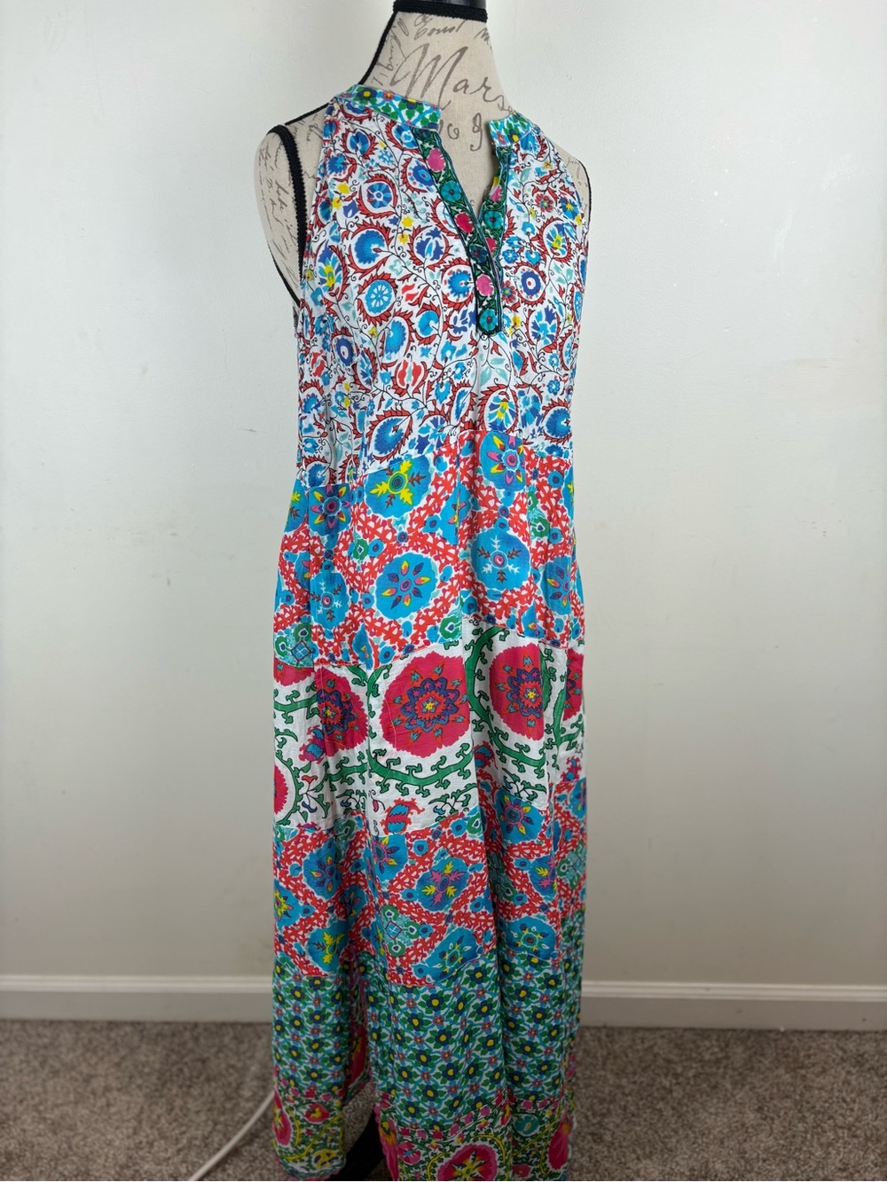 Lula Life Resort Wear-Bright Boho Print Maxi Dress/Sleeveless-Medium